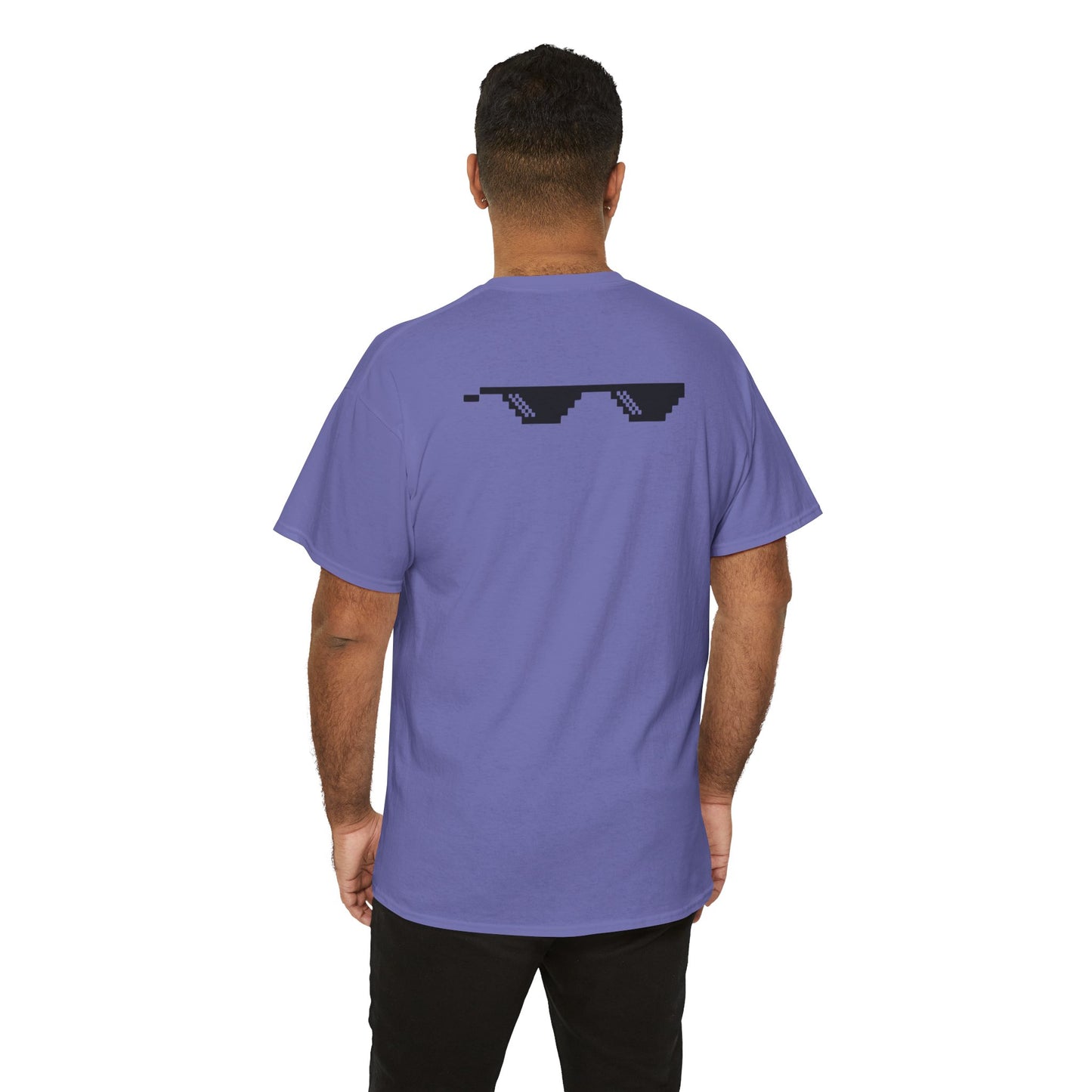 Unisex Heavy Cotton Tee with MLG Meme Overload Front & "Thug Life" Pixel Shades Back