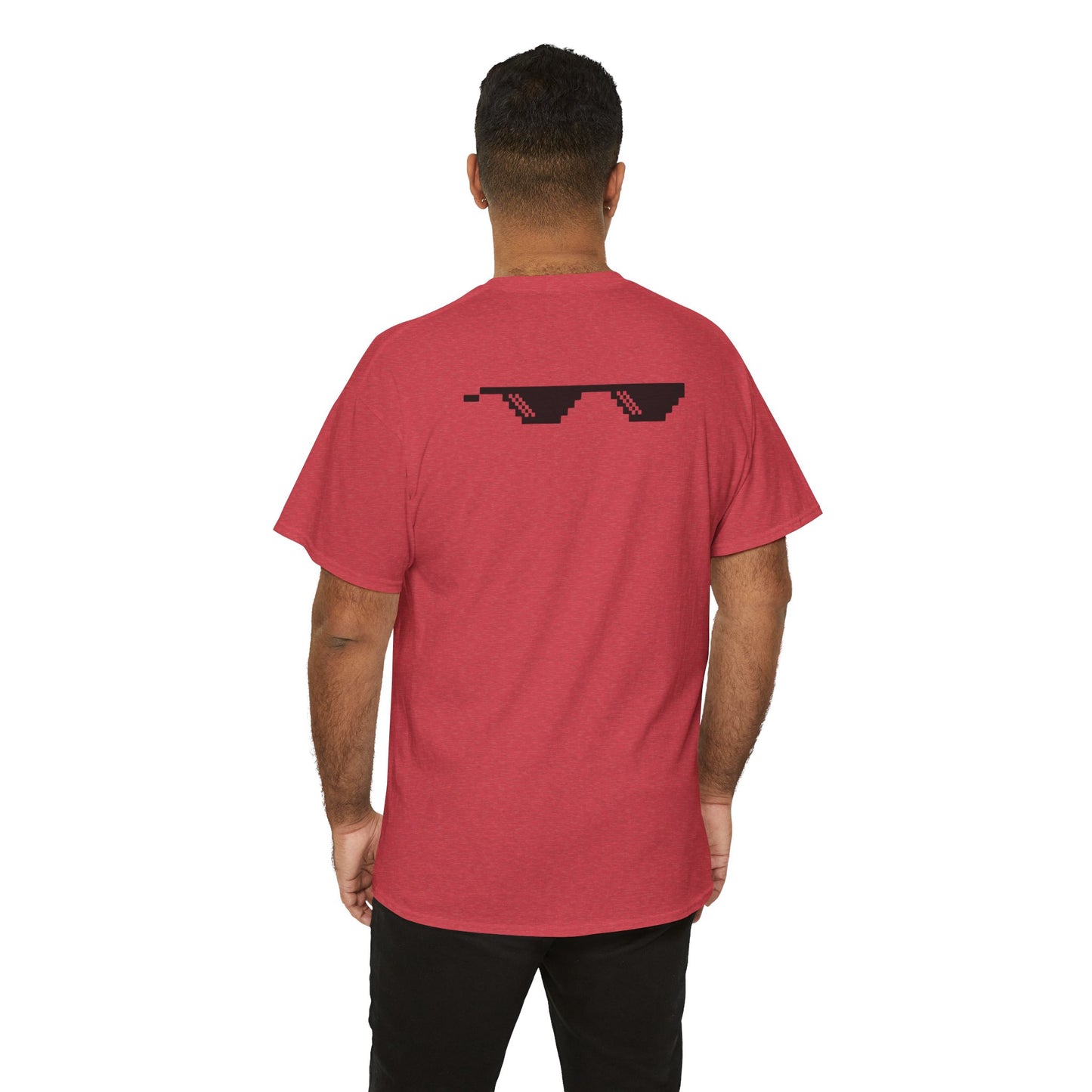 Unisex Heavy Cotton Tee with MLG Meme Overload Front & "Thug Life" Pixel Shades Back