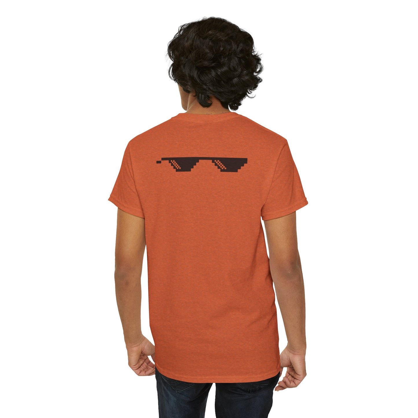 Unisex Heavy Cotton Tee with MLG Meme Overload Front & "Thug Life" Pixel Shades Back