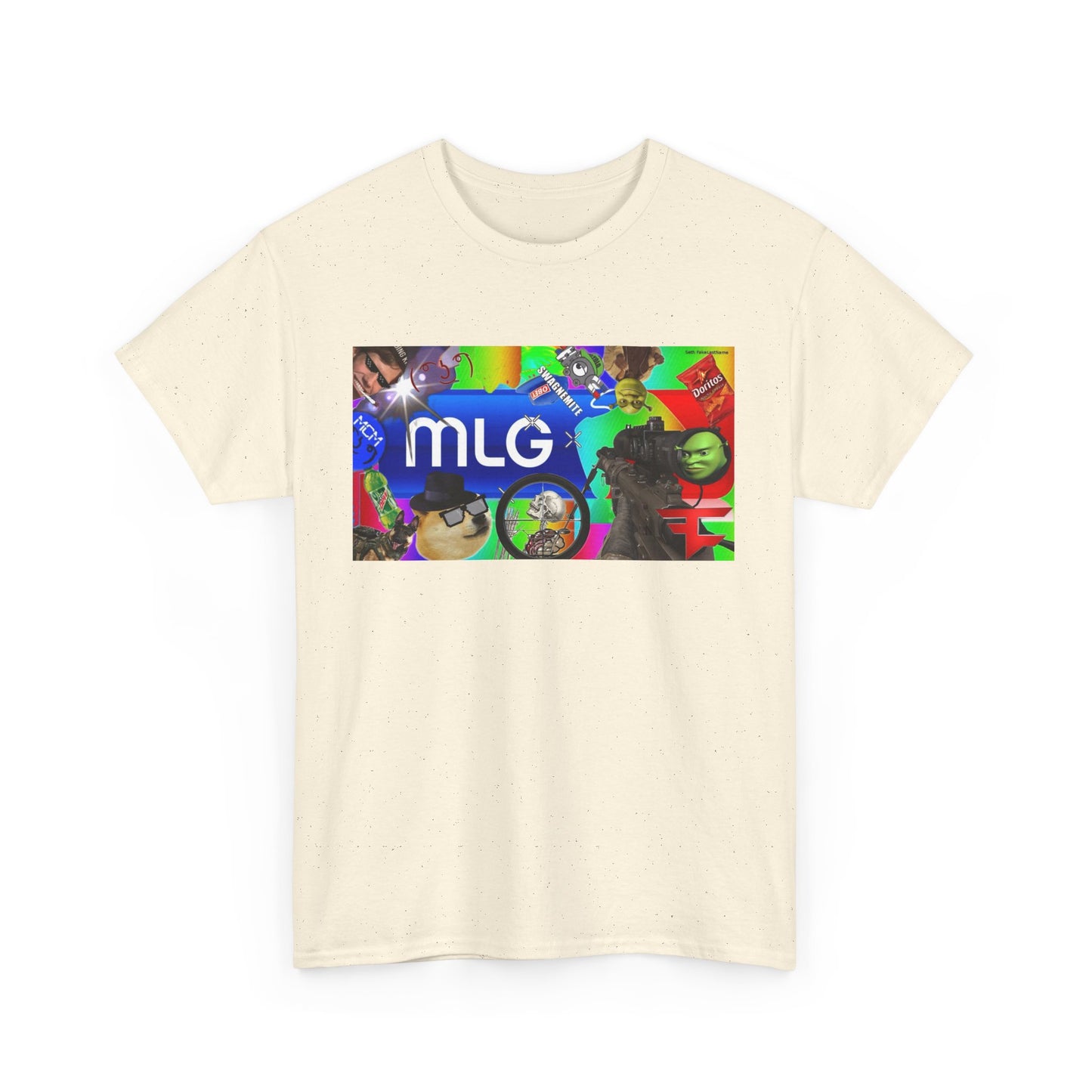 Unisex Heavy Cotton Tee with MLG Meme Overload Front & "Thug Life" Pixel Shades Back