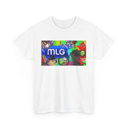 Unisex Heavy Cotton Tee with MLG Meme Overload Front & "Thug Life" Pixel Shades Back