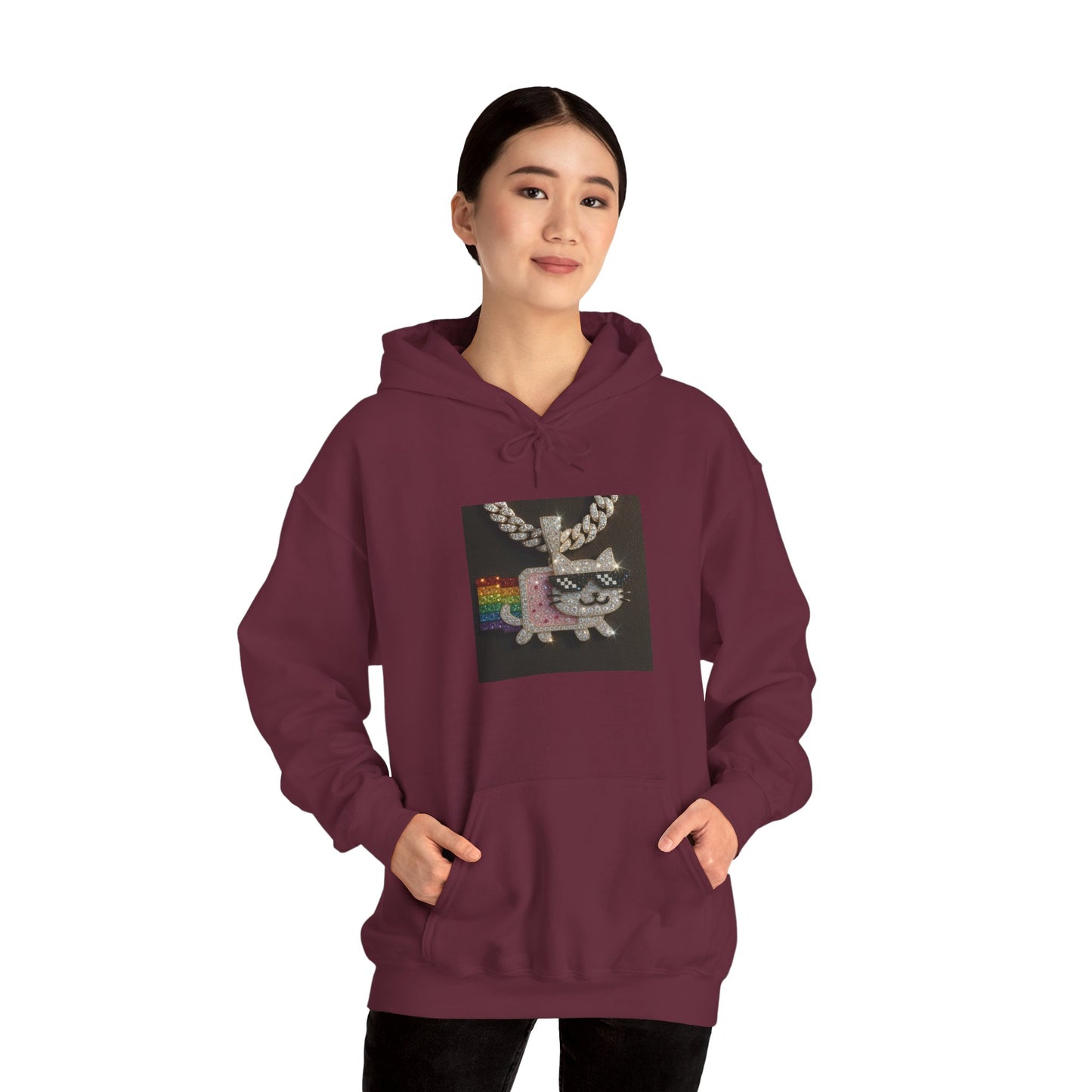 "Iced Out Nyan Cat" Front & "Thug Life" MLG Pixel Shades Back Unisex Hoodie