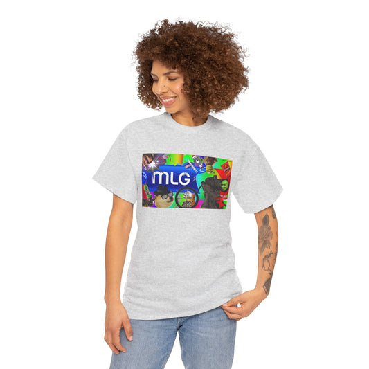 Unisex Heavy Cotton Tee with MLG Meme Overload Front & "Thug Life" Pixel Shades Back