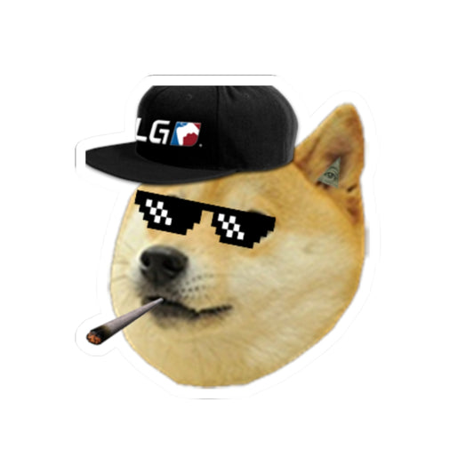 Cool MLG Doge with "Thug Life" Pixel Shades Kiss-Cut Stickers