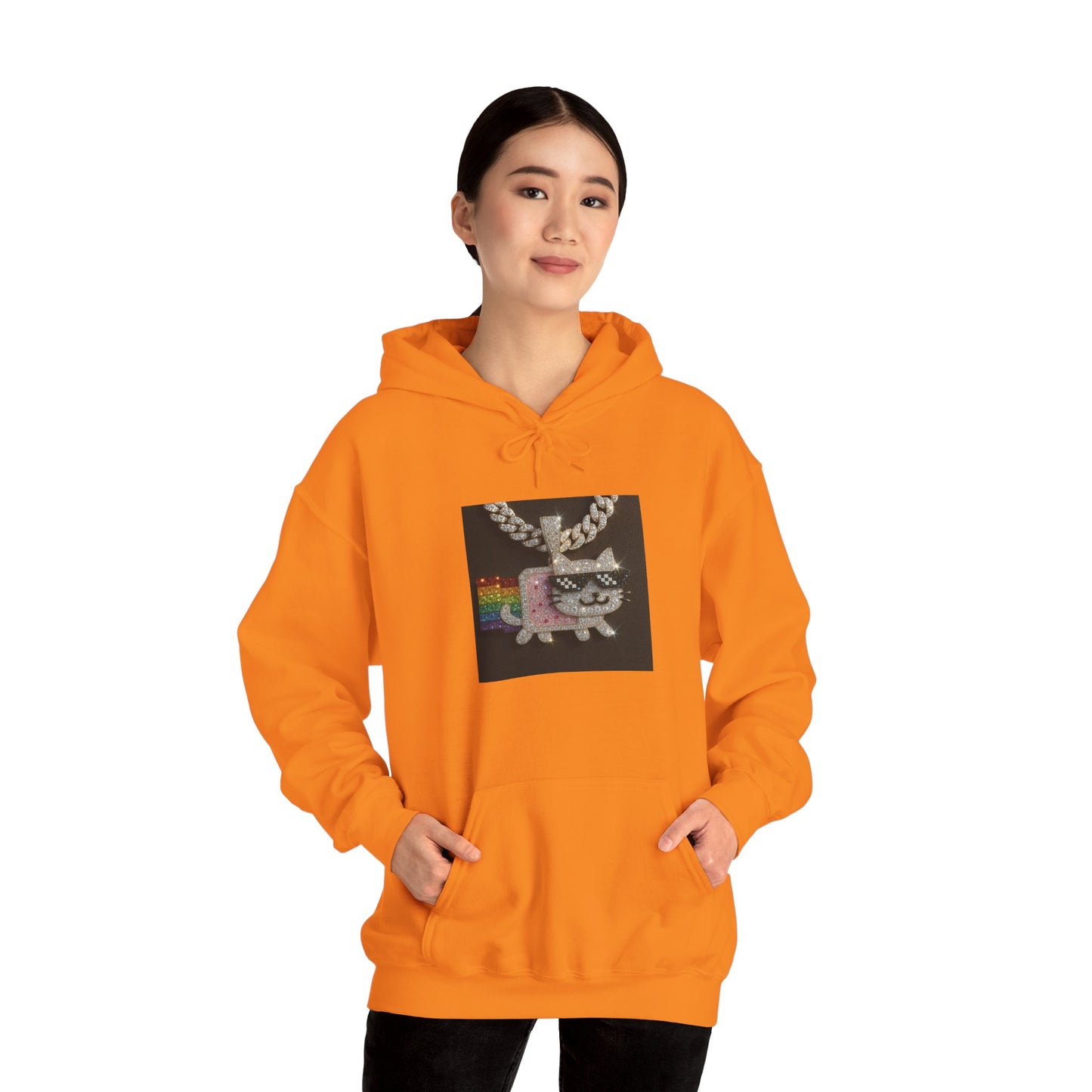 "Iced Out Nyan Cat" Front & "Thug Life" MLG Pixel Shades Back Unisex Hoodie