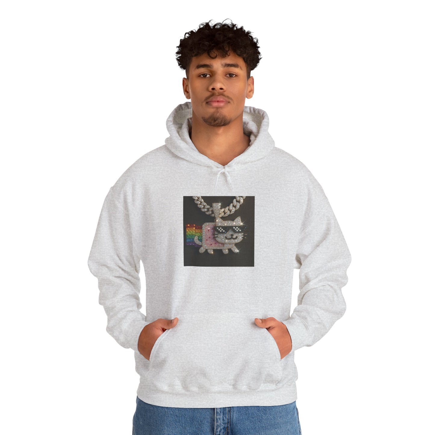 "Iced Out Nyan Cat" Front & "Thug Life" MLG Pixel Shades Back Unisex Hoodie