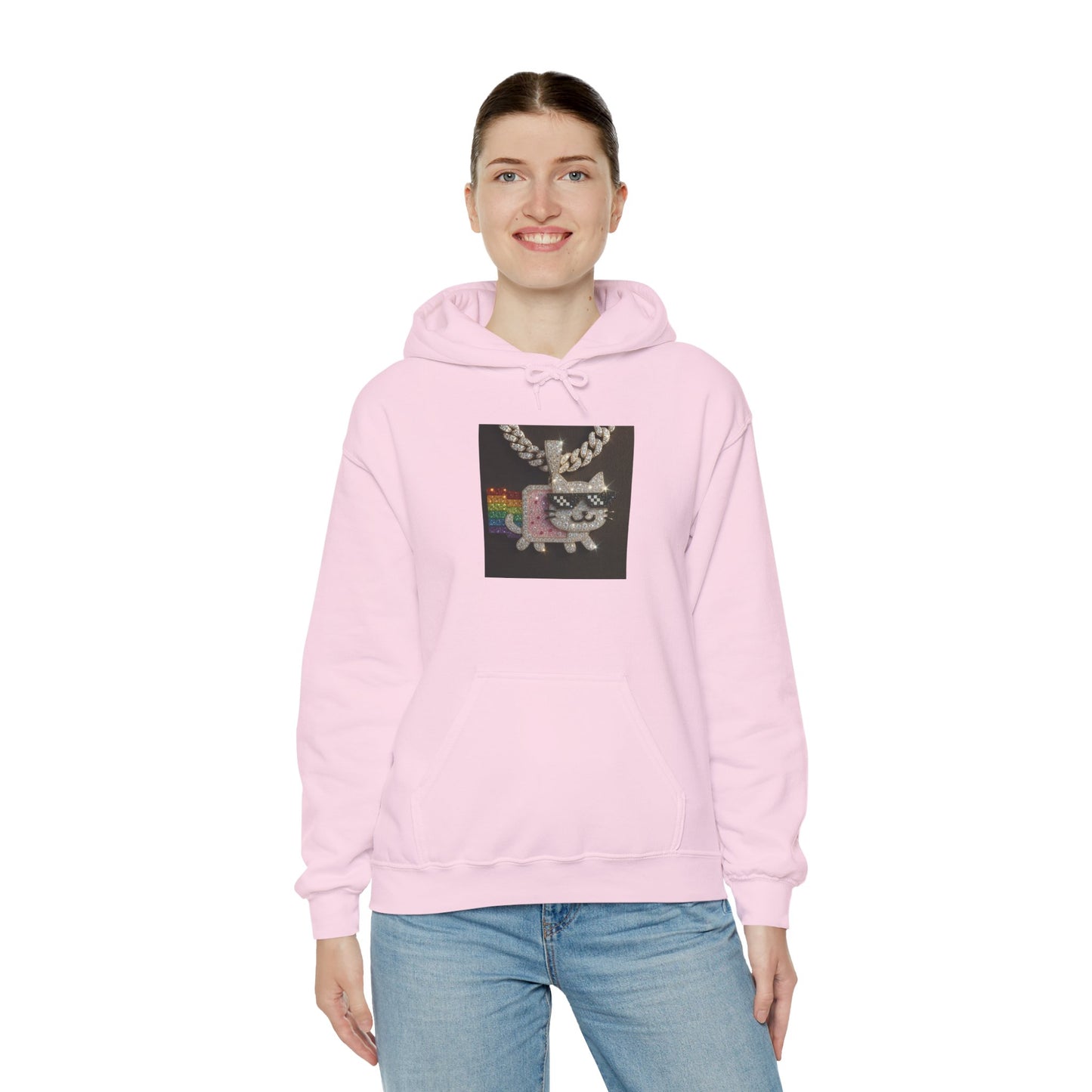 "Iced Out Nyan Cat" Front & "Thug Life" MLG Pixel Shades Back Unisex Hoodie