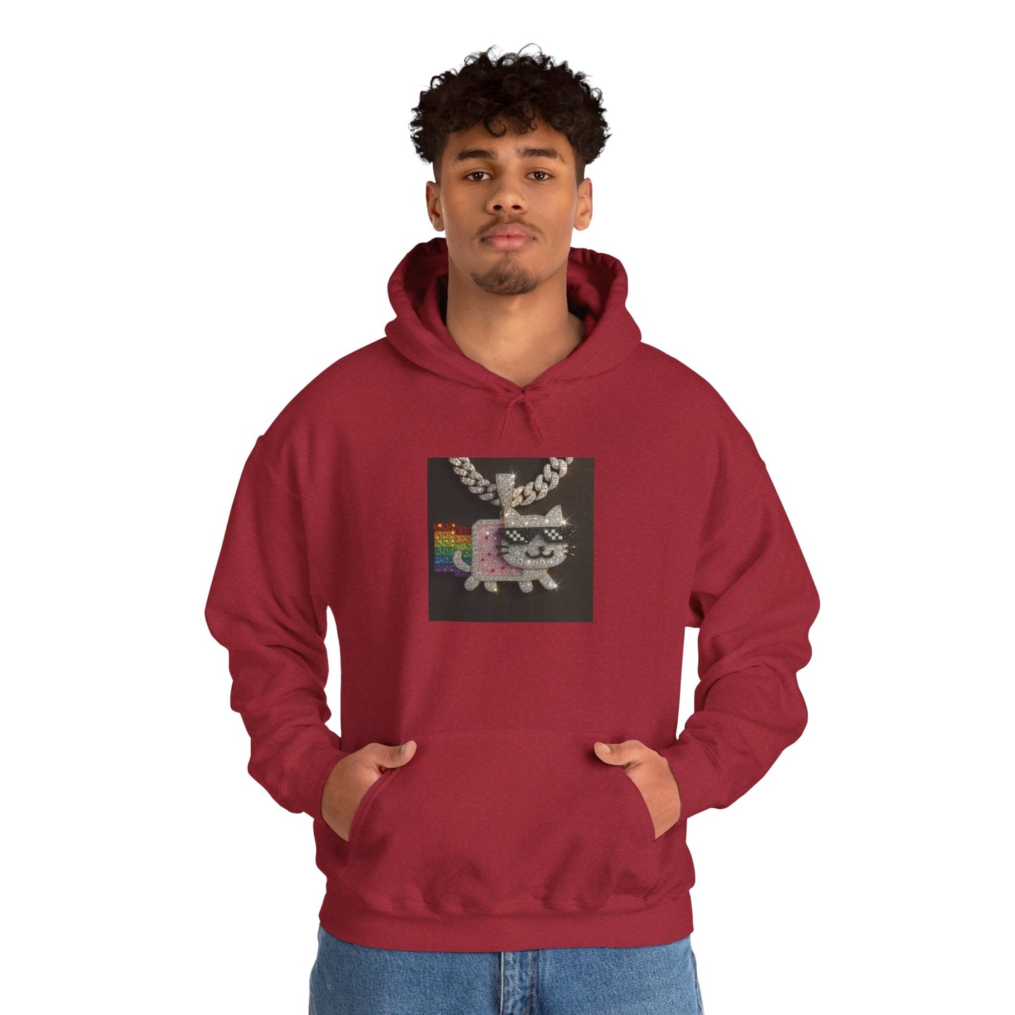 "Iced Out Nyan Cat" Front & "Thug Life" MLG Pixel Shades Back Unisex Hoodie