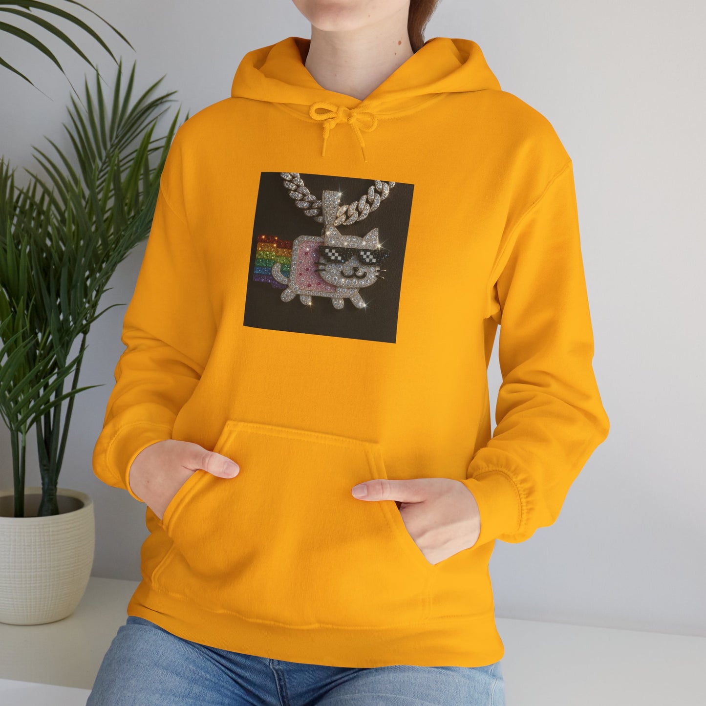 "Iced Out Nyan Cat" Front & "Thug Life" MLG Pixel Shades Back Unisex Hoodie