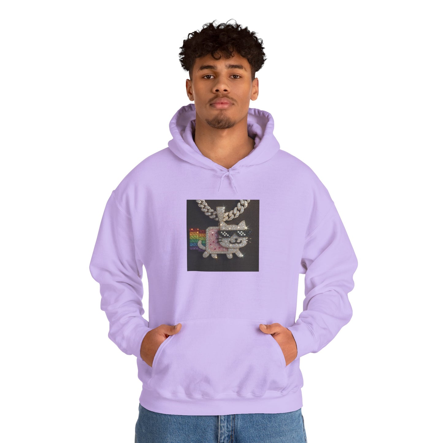 "Iced Out Nyan Cat" Front & "Thug Life" MLG Pixel Shades Back Unisex Hoodie