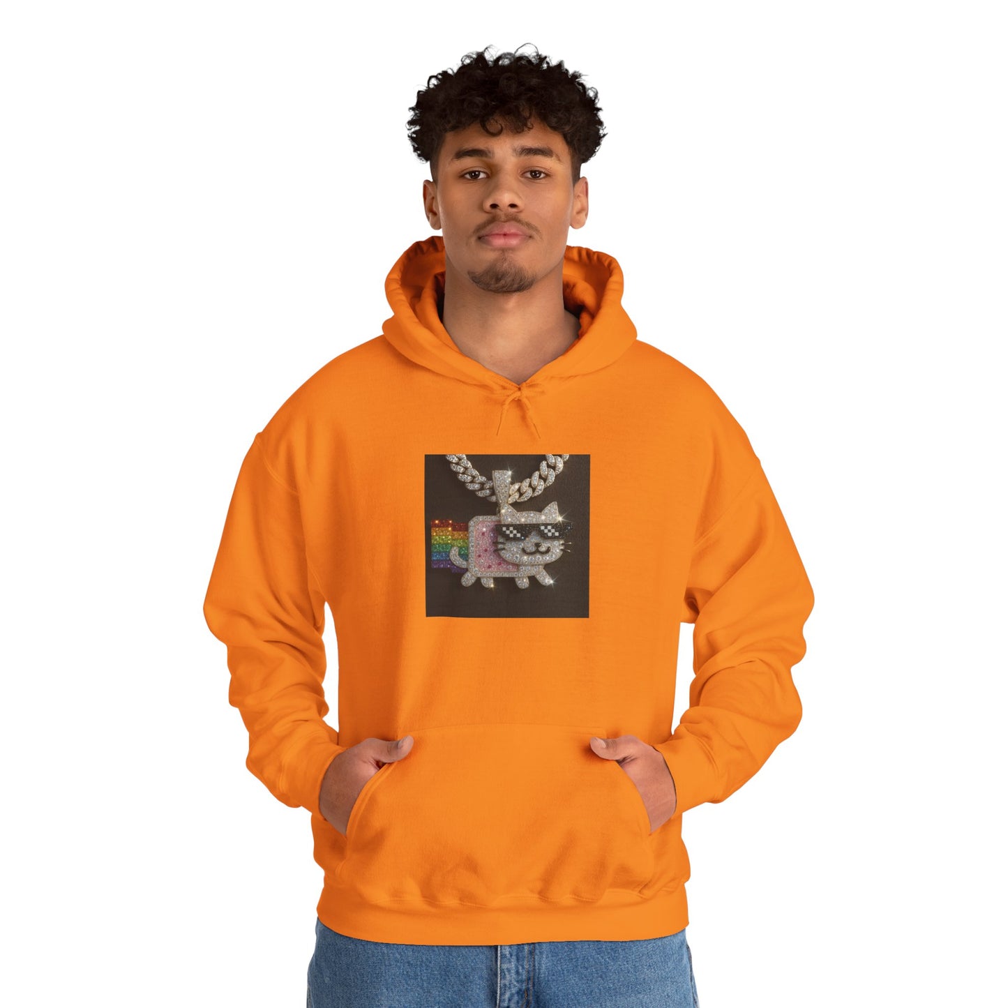 "Iced Out Nyan Cat" Front & "Thug Life" MLG Pixel Shades Back Unisex Hoodie