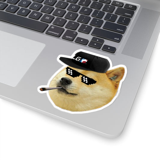 Cool MLG Doge with "Thug Life" Pixel Shades Kiss-Cut Stickers