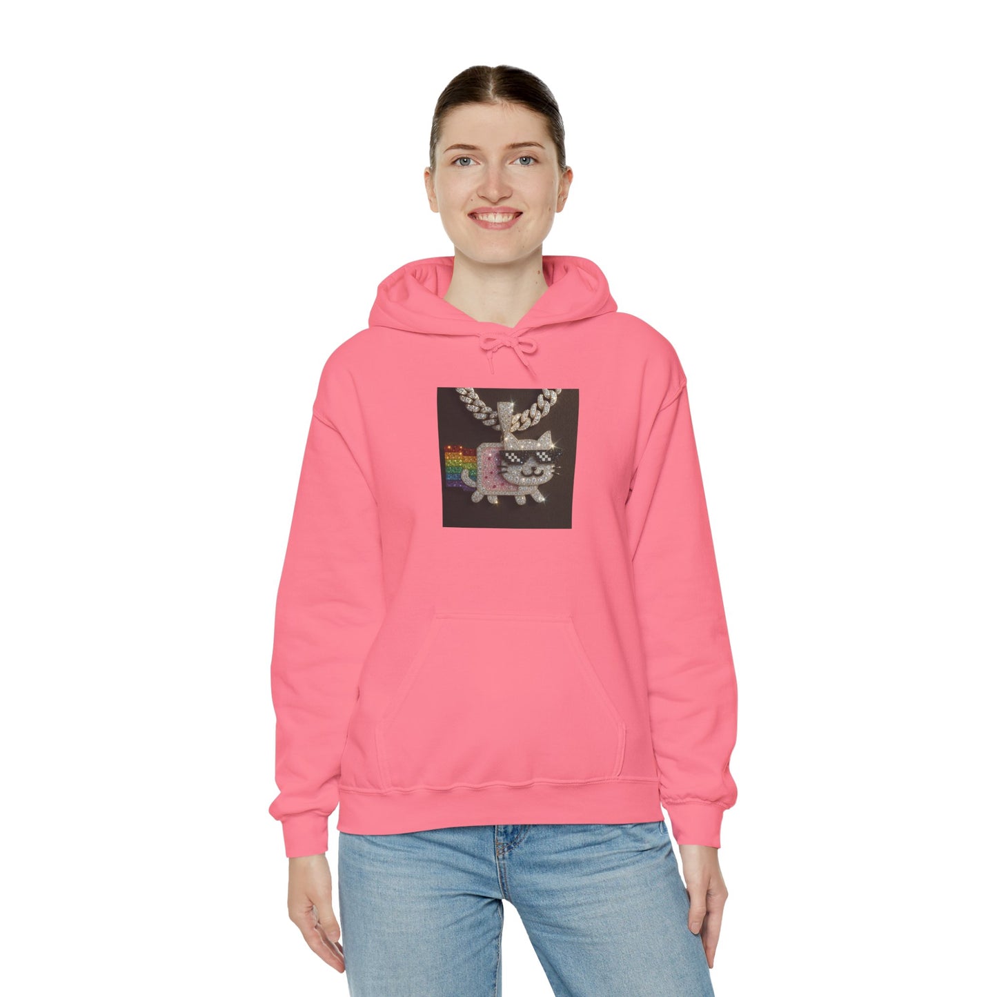 "Iced Out Nyan Cat" Front & "Thug Life" MLG Pixel Shades Back Unisex Hoodie