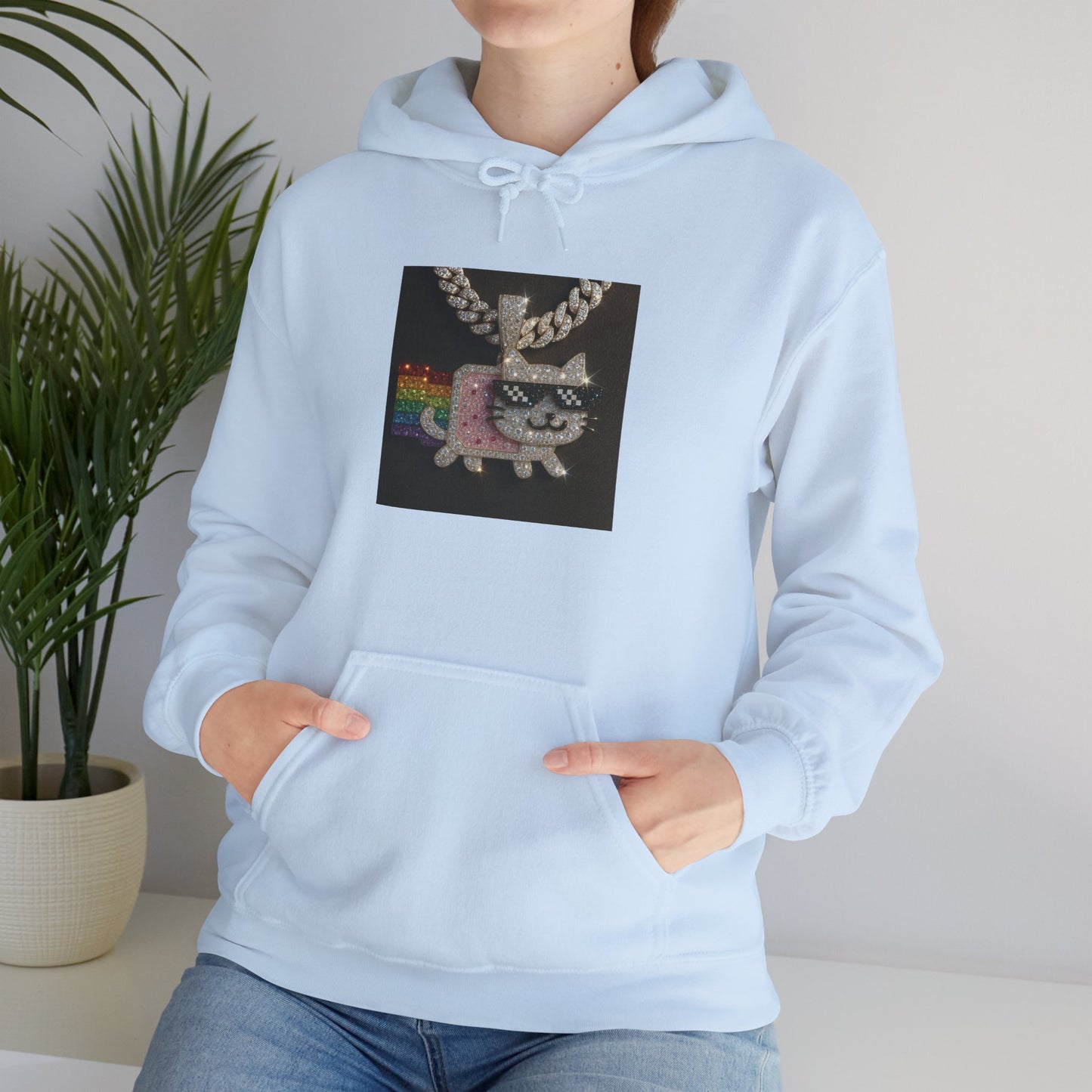 "Iced Out Nyan Cat" Front & "Thug Life" MLG Pixel Shades Back Unisex Hoodie