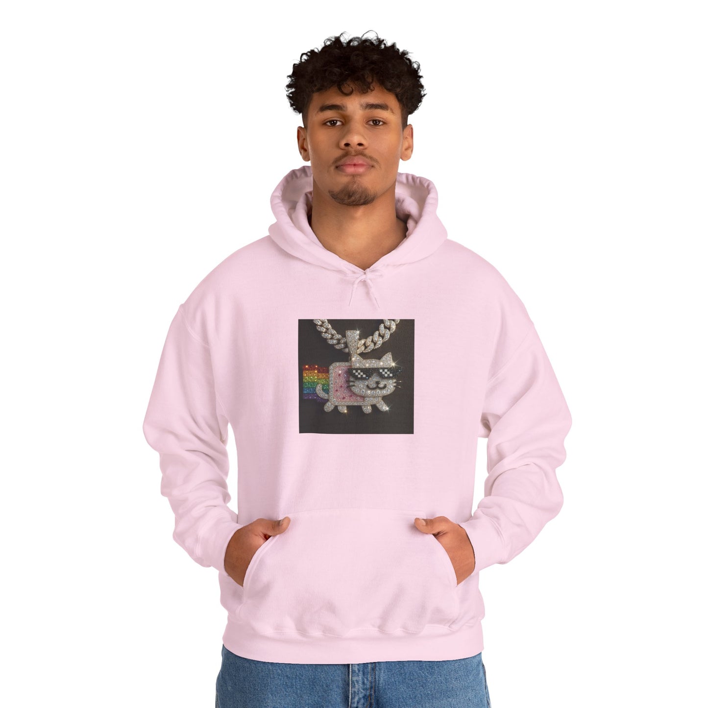 "Iced Out Nyan Cat" Front & "Thug Life" MLG Pixel Shades Back Unisex Hoodie