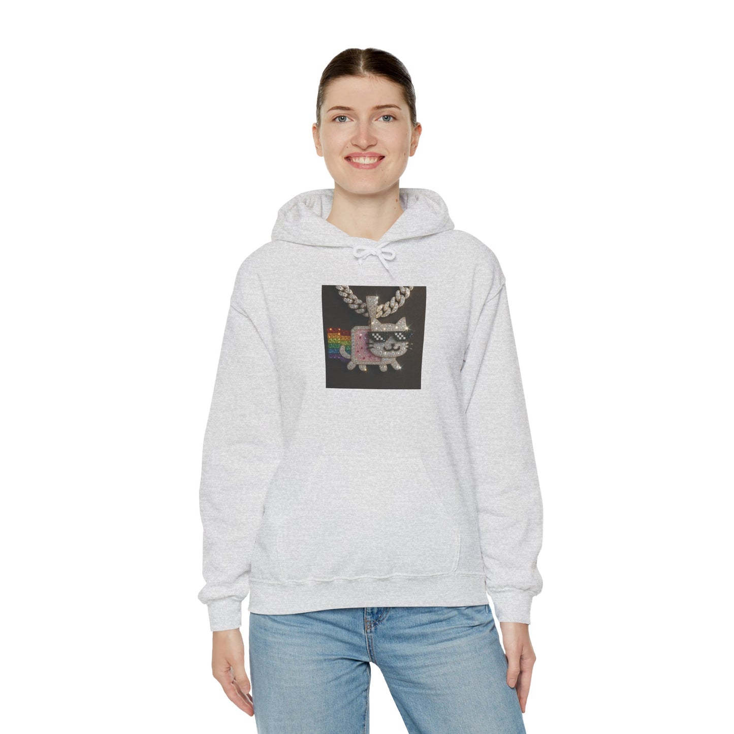 "Iced Out Nyan Cat" Front & "Thug Life" MLG Pixel Shades Back Unisex Hoodie