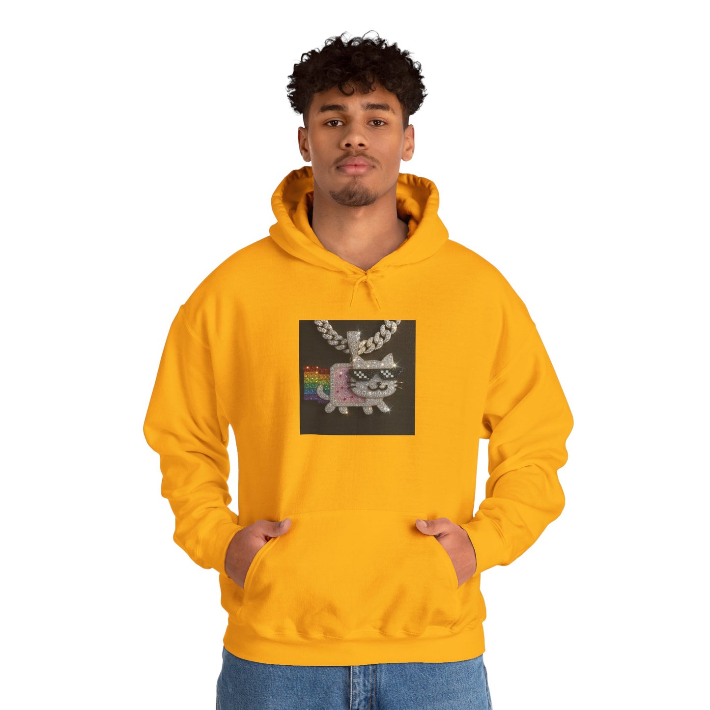 "Iced Out Nyan Cat" Front & "Thug Life" MLG Pixel Shades Back Unisex Hoodie
